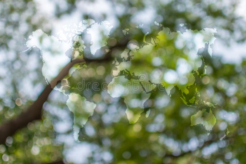 Αφηρημένη φύση bokeh με τον παγκόσμιο χάρτη στοκ φωτογραφία
