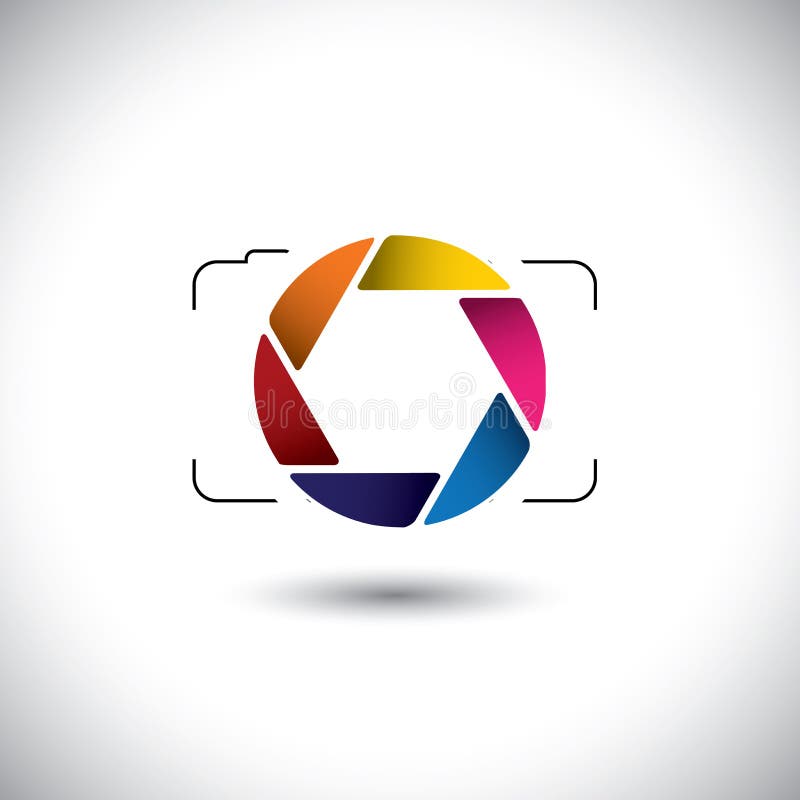 Abstract point & shoot digital camera with colorful shutter icon. This vector graphic is a simple vector representation of stylish lens or aperture of a digital camera for taking photos & videos. Abstract point & shoot digital camera with colorful shutter icon. This vector graphic is a simple vector representation of stylish lens or aperture of a digital camera for taking photos & videos
