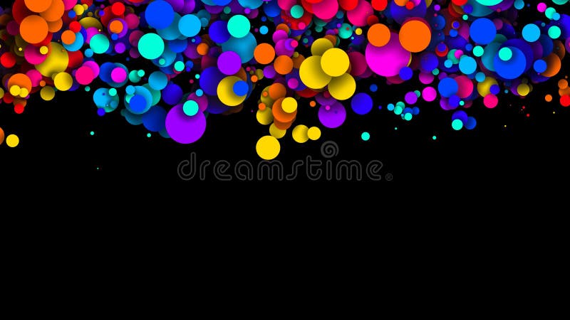 Abstract simple background with beautiful multi-colored circles or balls in flat style like paint bubbles in water isolated on black. 3d render of particles, droplets of paint in water. creative design background wth black backdrop. Abstract simple background with beautiful multi-colored circles or balls in flat style like paint bubbles in water isolated on black. 3d render of particles, droplets of paint in water. creative design background wth black backdrop