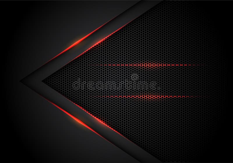 Αφηρημένο βέλος κόκκινου φωτός στο Μαύρο με το hexagon πλέγματος σχεδίου σύγχρονο διάνυσμα υποβάθρου τεχνολογίας πολυτέλειας φουτ