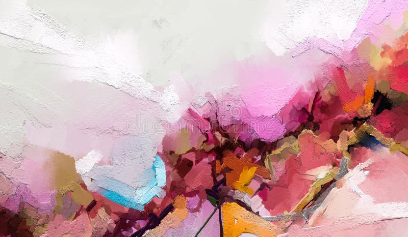 Αφηρημένο ζωηρόχρωμο πετρέλαιο, ακρυλικό κτύπημα βουρτσών χρωμάτων στη σύσταση καμβά Ημι αφηρημένη εικόνα του υποβάθρου ζωγραφική