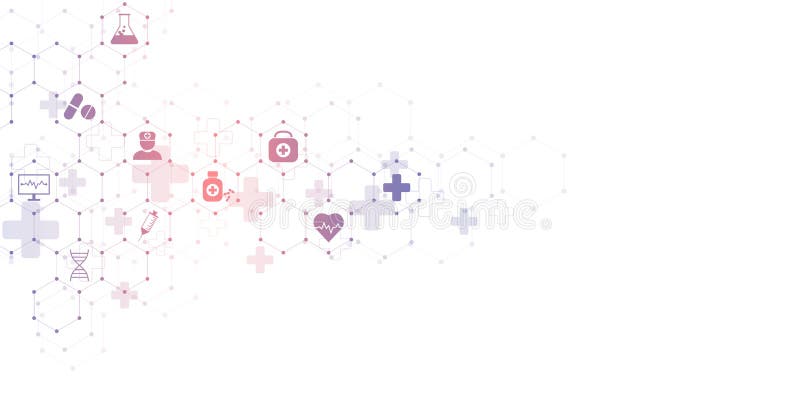 Αφηρημένο ιατρικό φόντο με επίπεδα εικονίδια και σύμβολα ελεύθερη απεικόνιση δικαιώματος