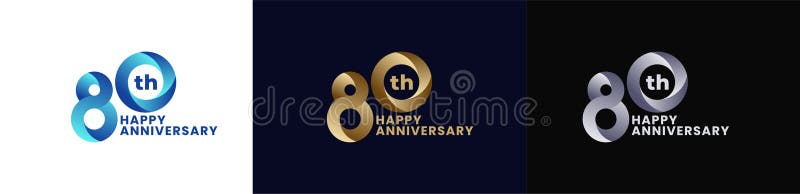 αφηρημένο λογότυπο επετείου 80ής 80ής ευτυχίας διανυσματική απεικόνιση