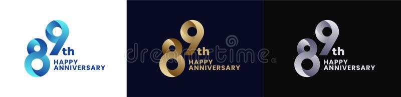αφηρημένο λογότυπο επετείου 89η επέτειος ευτυχίας διανυσματική απεικόνιση