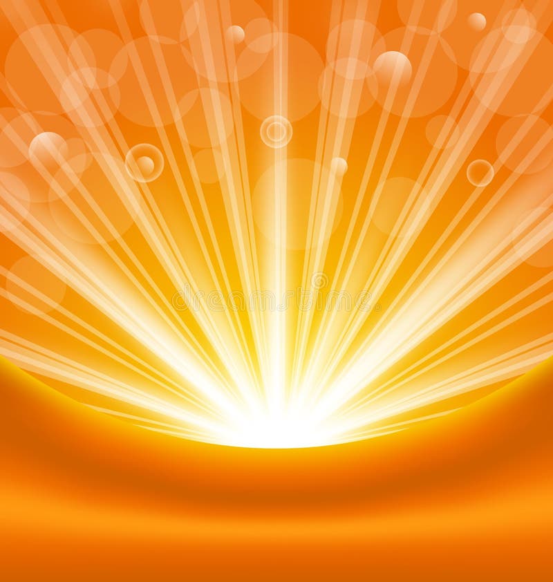 Illustration abstract orange background with sun light rays - vector. Illustration abstract orange background with sun light rays - vector