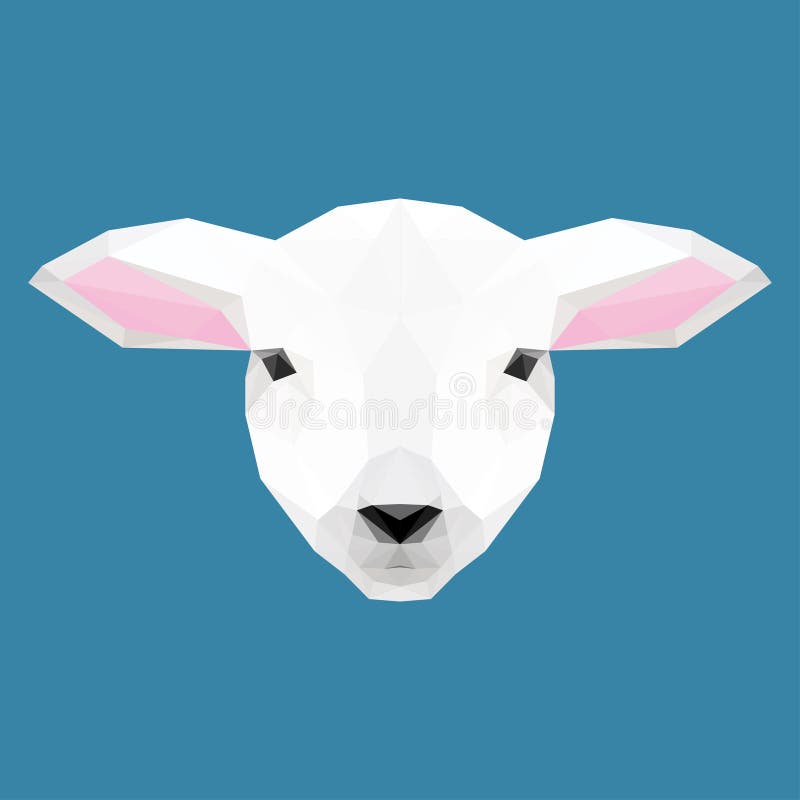 Abstract cartoon lamb portrait isolated on Blue. Nature, animal and wildlife theme. Graphic lamb icon for card, book, invitation, poster, banner. Farm domestic animal collection. Abstract cartoon lamb portrait isolated on Blue. Nature, animal and wildlife theme. Graphic lamb icon for card, book, invitation, poster, banner. Farm domestic animal collection.