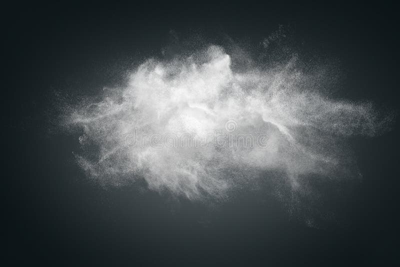 Abstract design of white powder cloud against dark background. Abstract design of white powder cloud against dark background
