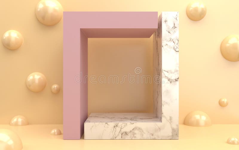 αφηρημένο σύνολο γεωμετρικών σχημάτων pastel studio φόντο γεωμετρική πύλη marble pedestdering σκηνής 3d ελεύθερη απεικόνιση δικαιώματος