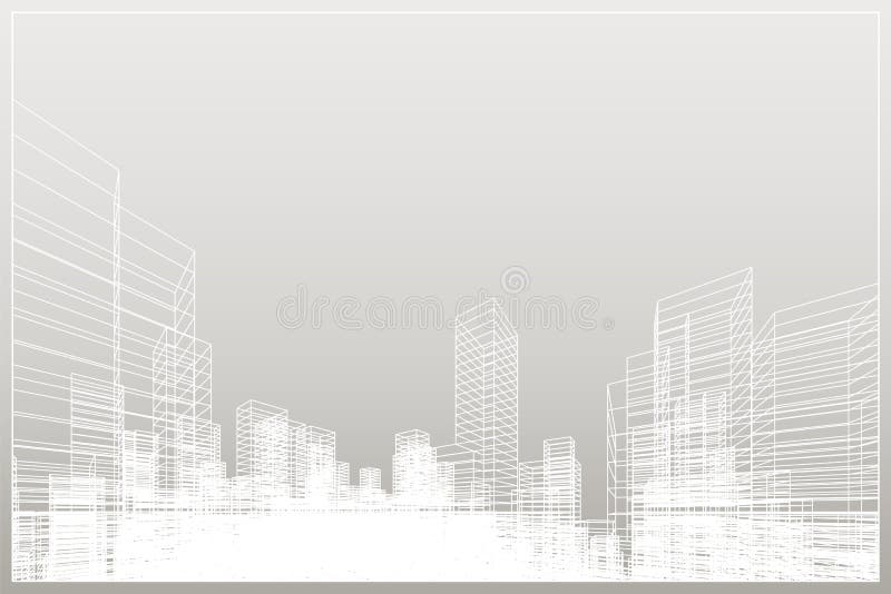 Αφηρημένο υπόβαθρο πόλεων wireframe Η προοπτική τρισδιάστατη δίνει της οικοδόμησης wireframe διάνυσμα ελεύθερη απεικόνιση δικαιώματος Αφηρημένο υπόβαθρο πόλεων wireframe Η προοπτική τρισδιάστατη δίνει της οικοδόμησης wireframe διάνυσμα ελεύθερη απεικόνιση δικαιώματος