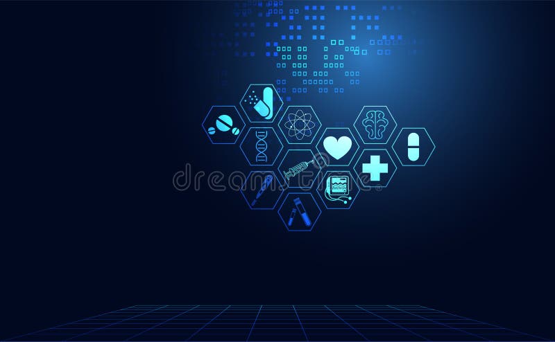 Αφηρημένο ψηφιακό technolo εικονιδίων υγειονομικής περίθαλψης επιστήμης υγείας ιατρικό ελεύθερη απεικόνιση δικαιώματος