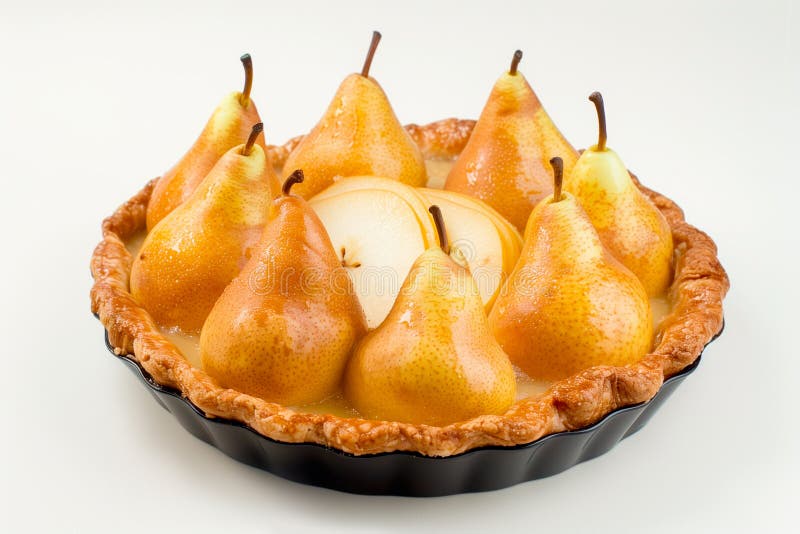 Pear tarte tatin or French fruit tart with gluten free crust. La Tarte Bourdaloue pie AI generated. Pear tarte tatin or French fruit tart with gluten free crust. La Tarte Bourdaloue pie AI generated