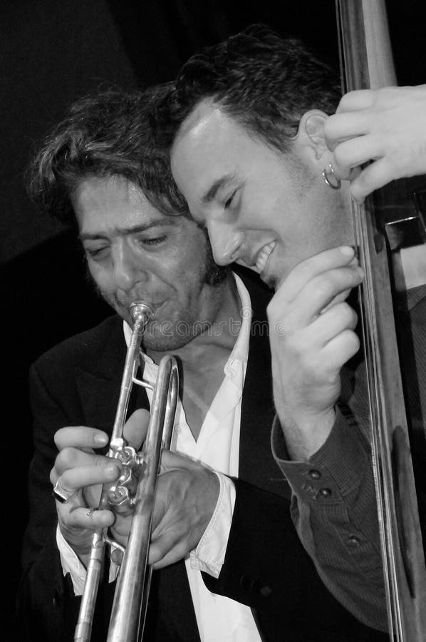 Trumpet Extrodinare Cesare of the Italian group Opa Cupa and Djordje of Fishtank Ensemble. Trumpet Extrodinare Cesare of the Italian group Opa Cupa and Djordje of Fishtank Ensemble