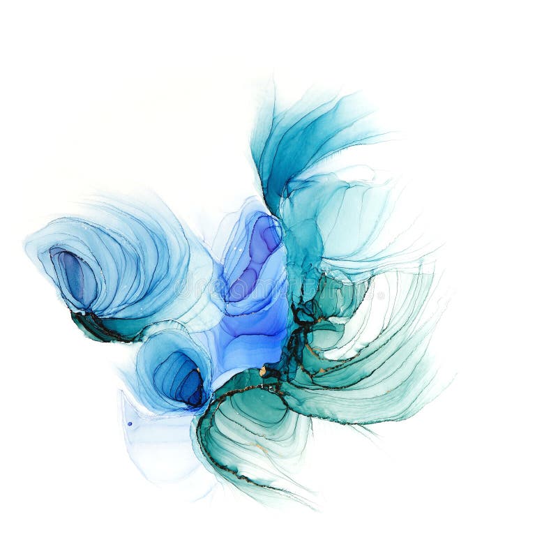 βασιλικό κυανό φόντο υγρού χρώματος marble watercolor με χρυσές γραμμές. εφέ σχεδίασης με τυρκουάζ μαρμαραρισμένο μελάνι αλκοόλης απεικόνιση αποθεμάτων