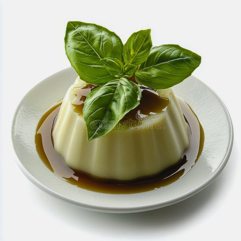 Βασιλικός Panna Cotta Πεντανόστιμος Πιάτο Επιδόρπιο Γκουρμέ Μαγειρική Συνταγή Φαγητό Συνταγή Στυλ Κομψό Παρουσίαση στοκ εικόνες