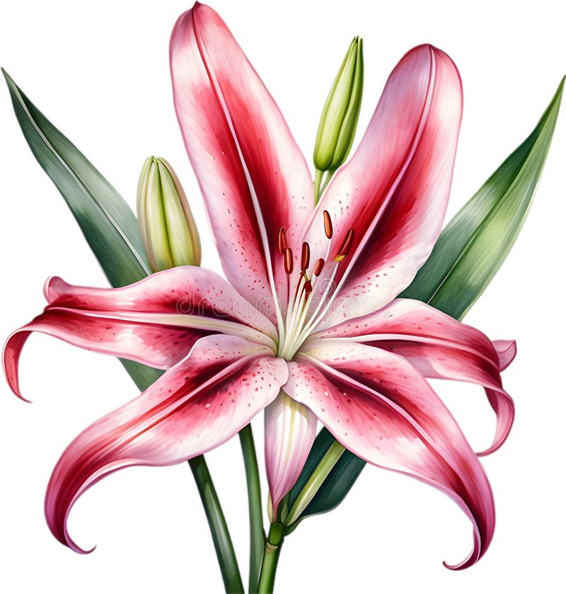 Watercolor painting of Crinum (vlei) lily (Crinum delagoense) flower. Crinum lily flower clipart. AI-Generated. Watercolor painting of Crinum (vlei) lily (Crinum delagoense) flower. Crinum lily flower clipart. AI-Generated.