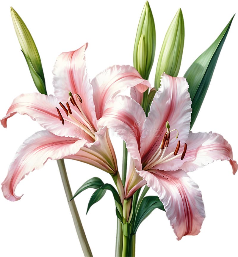 Watercolor painting of Crinum (vlei) lily (Crinum delagoense) flower. Crinum lily flower clipart. AI-Generated. Watercolor painting of Crinum (vlei) lily (Crinum delagoense) flower. Crinum lily flower clipart. AI-Generated.