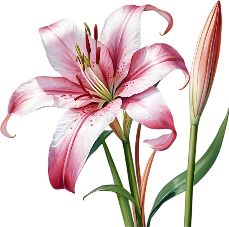 Watercolor painting of Crinum (vlei) lily (Crinum delagoense) flower. Crinum lily flower clipart. AI-Generated. Watercolor painting of Crinum (vlei) lily (Crinum delagoense) flower. Crinum lily flower clipart. AI-Generated.