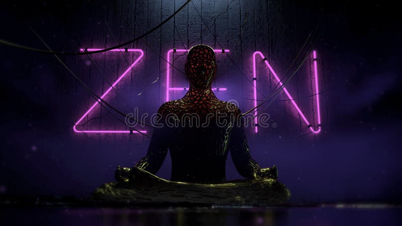 Βιο συνεδρίαση αριθμού τεχνολογίας cyberpunk ανθρώπινη στο λωτό στο αστικό φουτουριστικό υπόβαθρο με την ένωση των καλωδίων και τ διανυσματική απεικόνιση