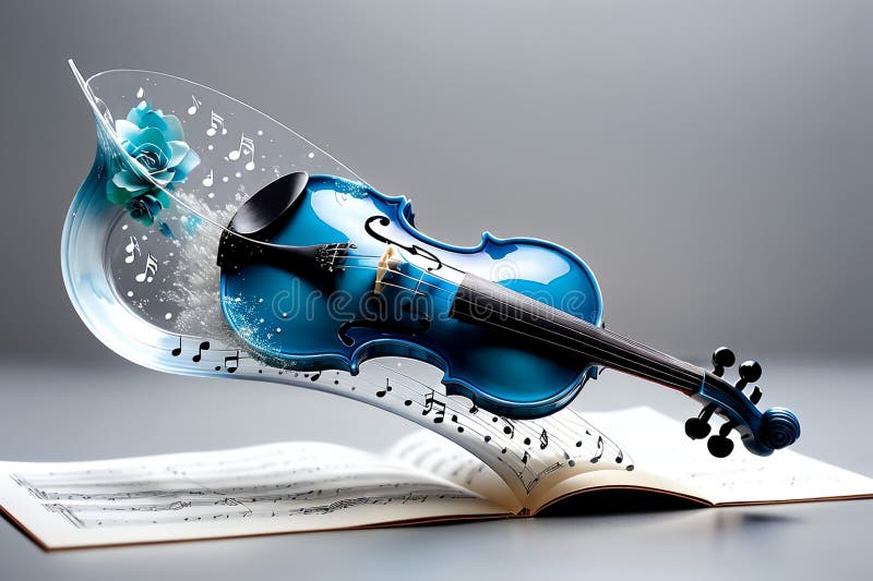 violin with notes on an abstract background . AI generated. violin with notes on an abstract background . AI generated