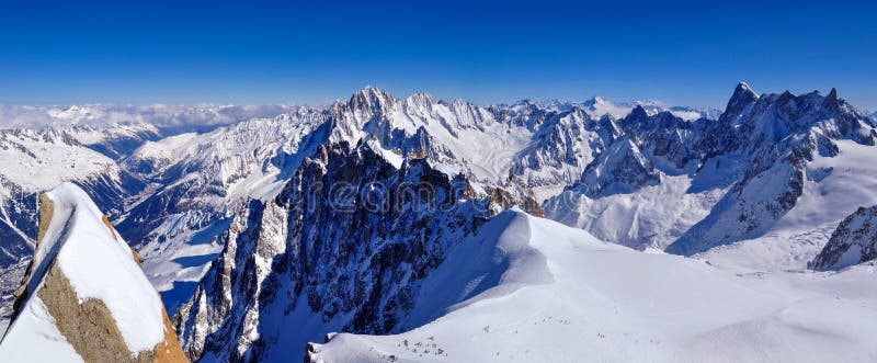 Βορειοανατολικό πανόραμα από Aiguille du Midi στοκ εικόνες με δικαίωμα ελεύθερης χρήσης