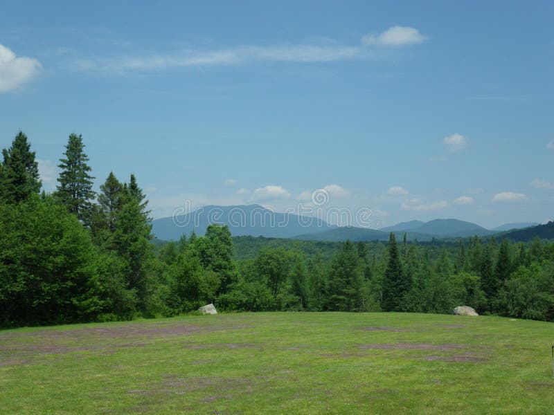 Mountain meadow overlook with Mount Marcy in background. Mountain meadow overlook with Mount Marcy in background