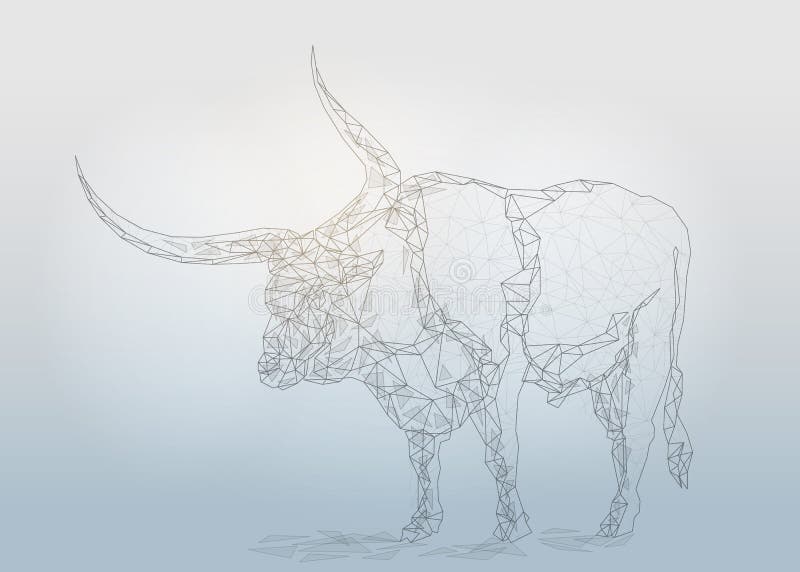 Βούβαλοι του Bull που απομονώνονται από το χαμηλό πολυ wireframe διανυσματική απεικόνιση