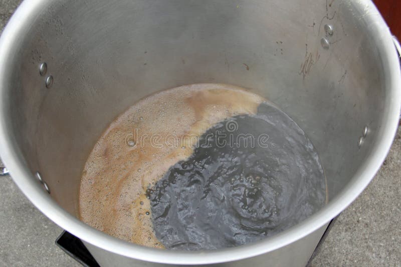 Boiling wort while home brewing beer. Boiling wort while home brewing beer.