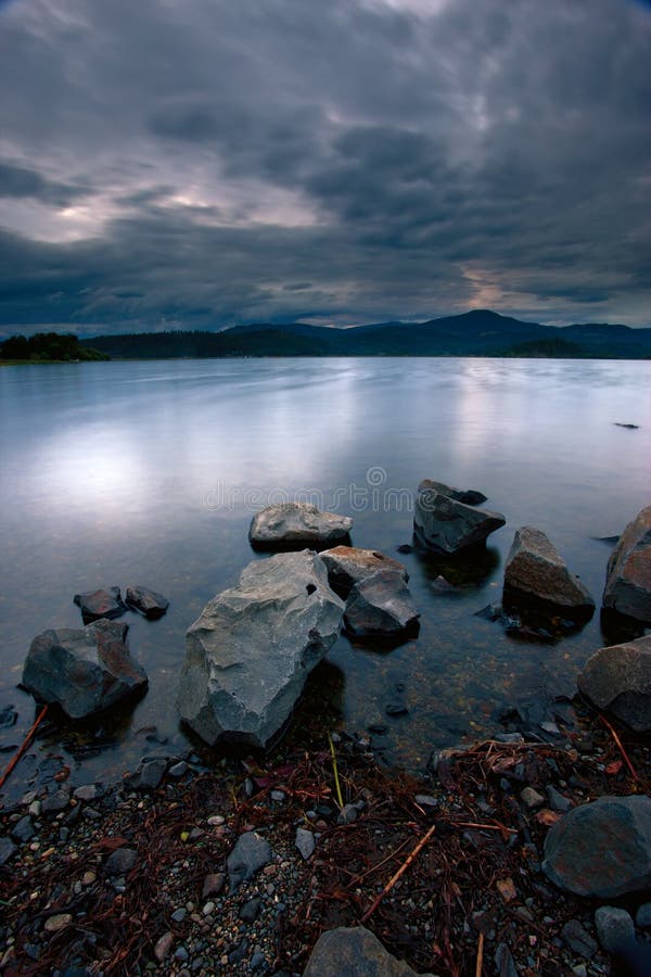 The emotive view of Hauser Lake in Idaho just before sunset. The emotive view of Hauser Lake in Idaho just before sunset.