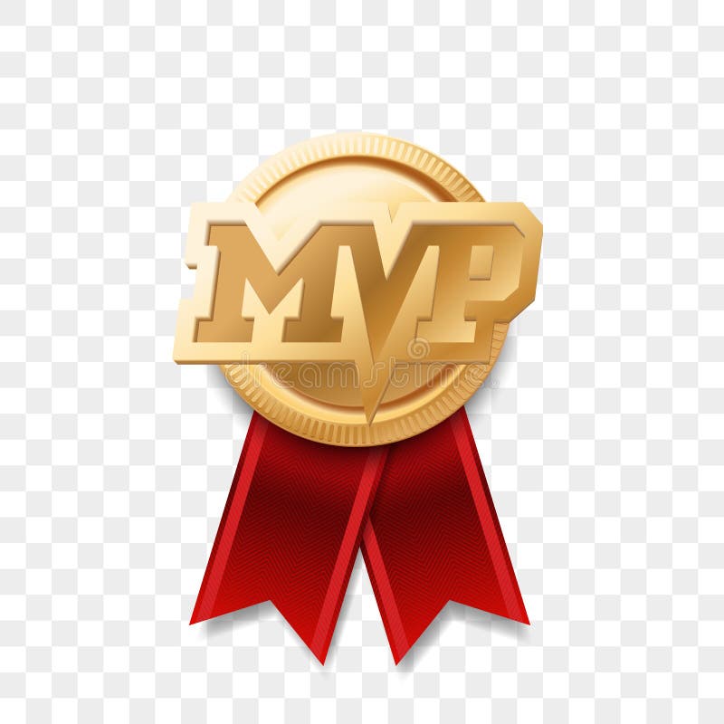 Βραβείο χρυσών μεταλλίων MVP Διανυσματικό πολυτιμότερο λογότυπο τροπαίων φορέων απεικόνιση αποθεμάτων