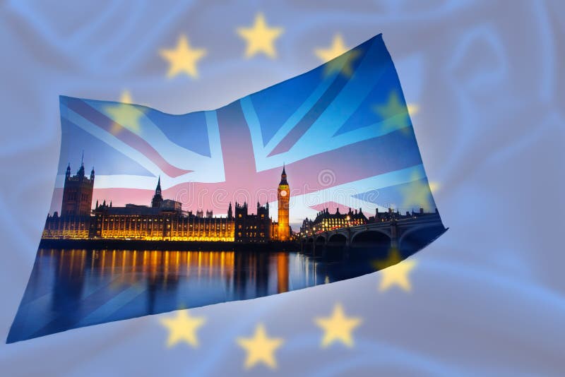 Βρετανική σημαία, σημαία της ΕΕ και Big Ben στοκ φωτογραφία με δικαίωμα ελεύθερης χρήσης Βρετανική σημαία, σημαία της ΕΕ και Big Ben στοκ φωτογραφία με δικαίωμα ελεύθερης χρήσης