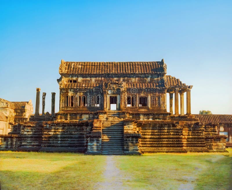 βόρεια βιβλιοθήκη στο angkor wat καμπότζη στοκ φωτογραφίες με δικαίωμα ελεύθερης χρήσης