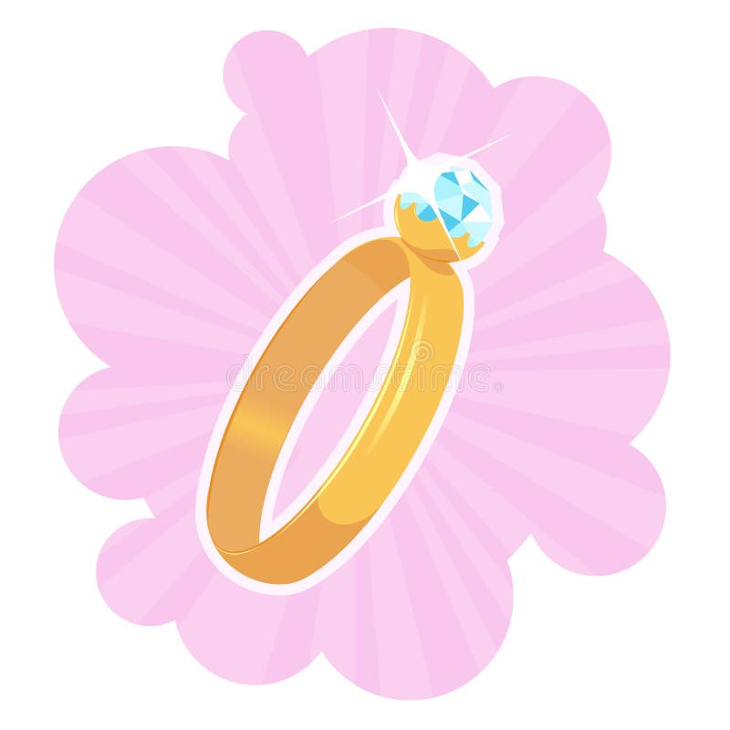 Wedding ring with diamond on a pink cloud. Wedding ring with diamond on a pink cloud