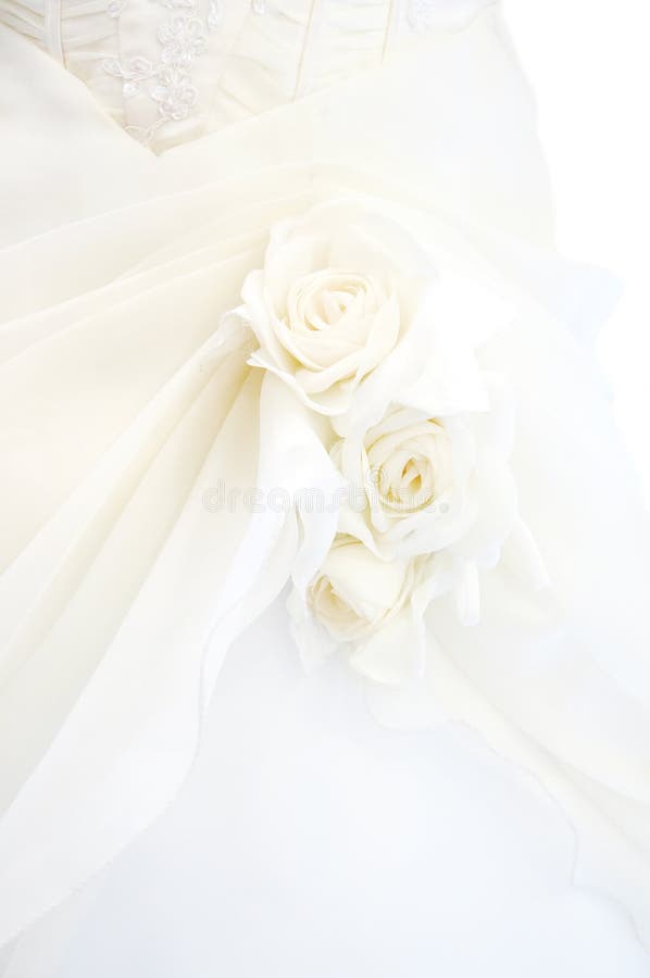 Detail of wedding dress,isolated on white background. Detail of wedding dress,isolated on white background