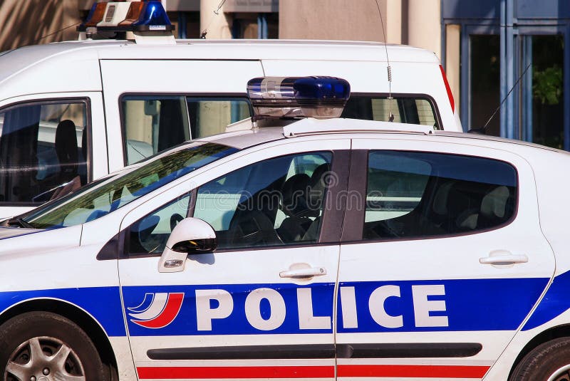 French police vehicle: white, red, blue. French police vehicle: white, red, blue