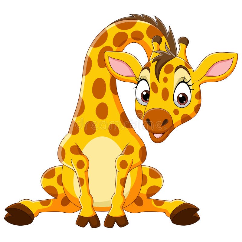 Illustration of Cartoon Funny baby giraffe sitting. Illustration of Cartoon Funny baby giraffe sitting