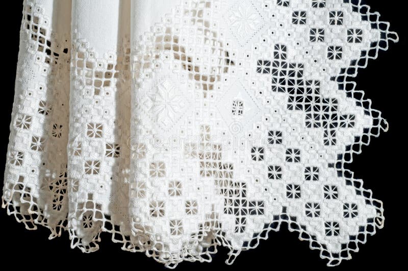 Antique Openwork Lace Christening Blanket from Norway with Geometric Designs. Antique Openwork Lace Christening Blanket from Norway with Geometric Designs