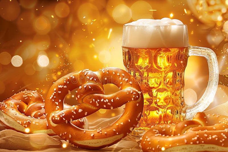 Generative ai on theme of a foamy German beer in large glass mug for celebration holiday Oktoberfest. Generative ai on theme of a foamy German beer in large glass mug for celebration holiday Oktoberfest