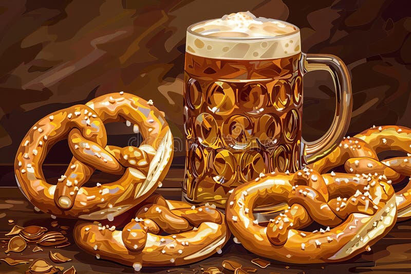 Generative ai on theme of a foamy German beer in large glass mug for celebration holiday Oktoberfest. Generative ai on theme of a foamy German beer in large glass mug for celebration holiday Oktoberfest