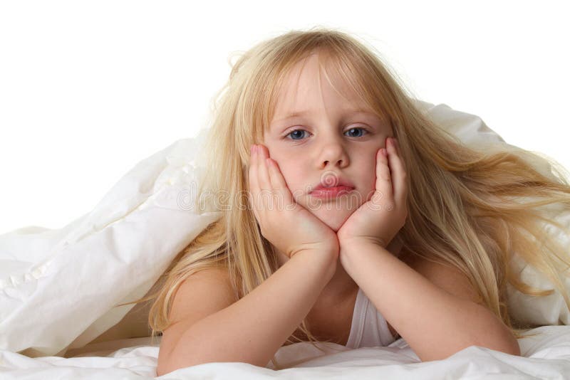 Bedtime - child in bed with white blanket. Bedtime - child in bed with white blanket