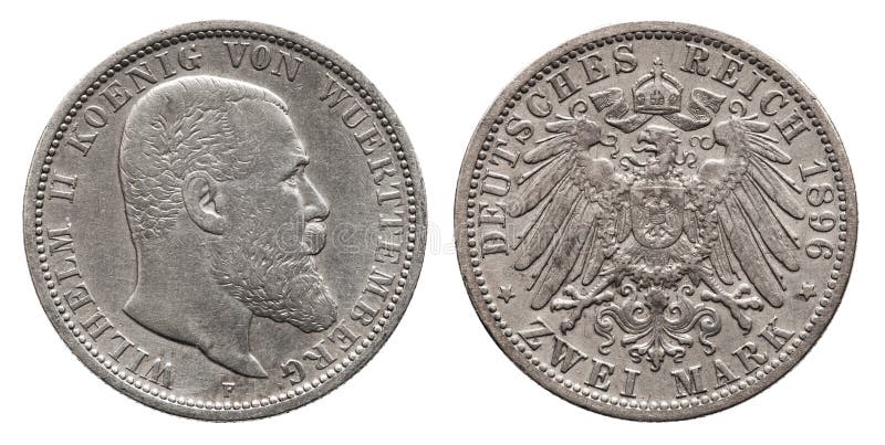 Γερμανικό Wuerttemberg ασημένιο νόμισμα 2 δύο σημάδι 1896 της Γερμανίας στοκ φωτογραφία με δικαίωμα ελεύθερης χρήσης Γερμανικό Wuerttemberg ασημένιο νόμισμα 2 δύο σημάδι 1896 της Γερμανίας στοκ φωτογραφία με δικαίωμα ελεύθερης χρήσης