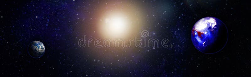 γη και γαλαξίες στο διάστημα. τέχνη επιστημονικής φαντασίας διανυσματική απεικόνιση