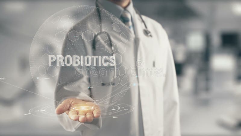 Γιατρός που κρατά το διαθέσιμο χέρι Probiotics