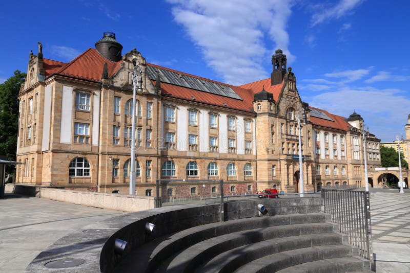 Chemnitz city in Germany. Theaterplatz (Theater Square) - public square. The art gallery building. Chemnitz city in Germany. Theaterplatz (Theater Square) - public square. The art gallery building