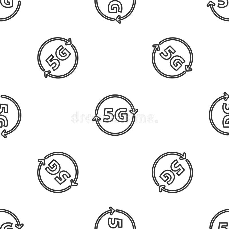 Γκρι γραμμή 5G νέο εικονίδιο ασύρματης σύνδεσης wifi του Internet απομονωμένο ομαλό μοτίβο σε λευκό φόντο. Καθολικό δίκτυο απεικόνιση αποθεμάτων