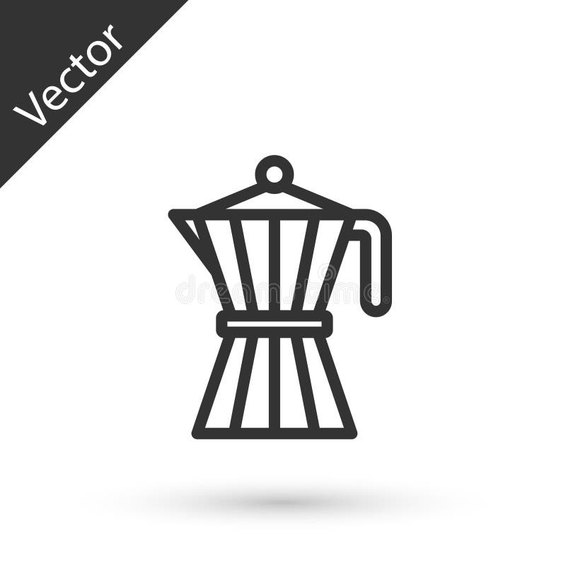 Γκρι γραμμή Εικονίδιο καφετέριας moca pot απομονωμένο σε λευκό φόντο Διάνυσμα διανυσματική απεικόνιση