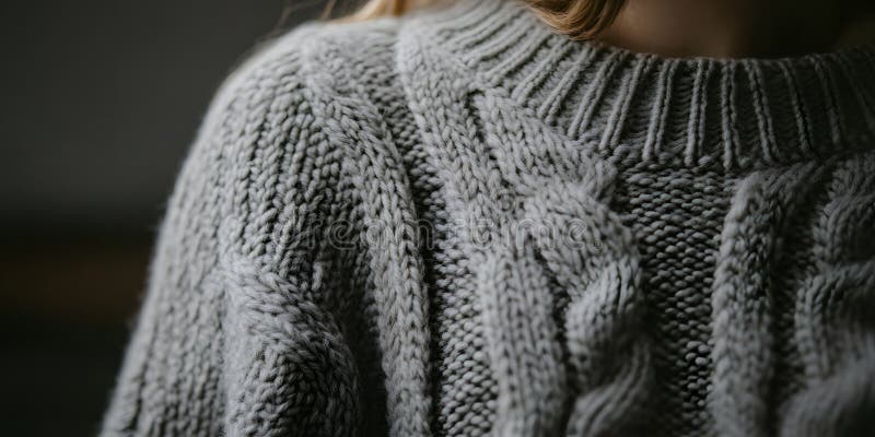 Γκρι υφή πουλόβερ Knit Κλείσιμο φωτογραφίας λεπτομερειών απεικόνιση αποθεμάτων