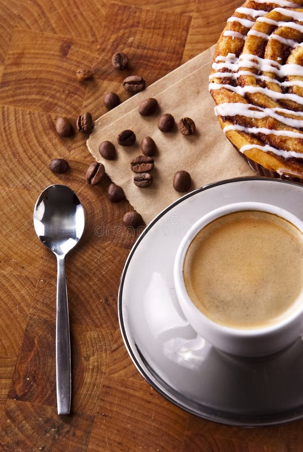 Fresh doughnut and cookies with an espresso. Fresh doughnut and cookies with an espresso