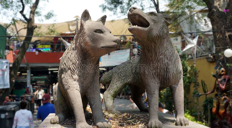 Γλυπτό κογιότ στο coyoacan Μεξικό στοκ φωτογραφία με δικαίωμα ελεύθερης χρήσης Γλυπτό κογιότ στο coyoacan Μεξικό στοκ φωτογραφία με δικαίωμα ελεύθερης χρήσης