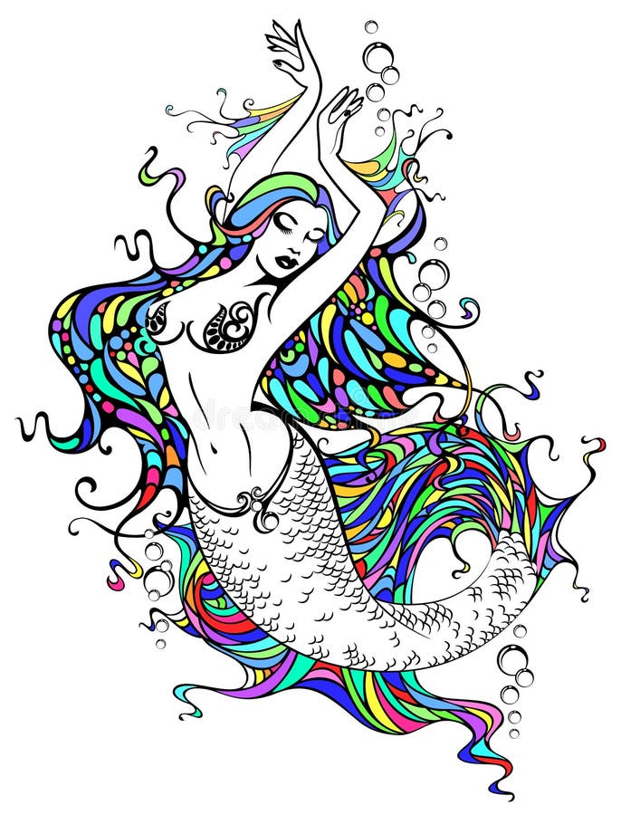 Dancing mermaid with beautiful detailed hair and tail. Dancing mermaid with beautiful detailed hair and tail