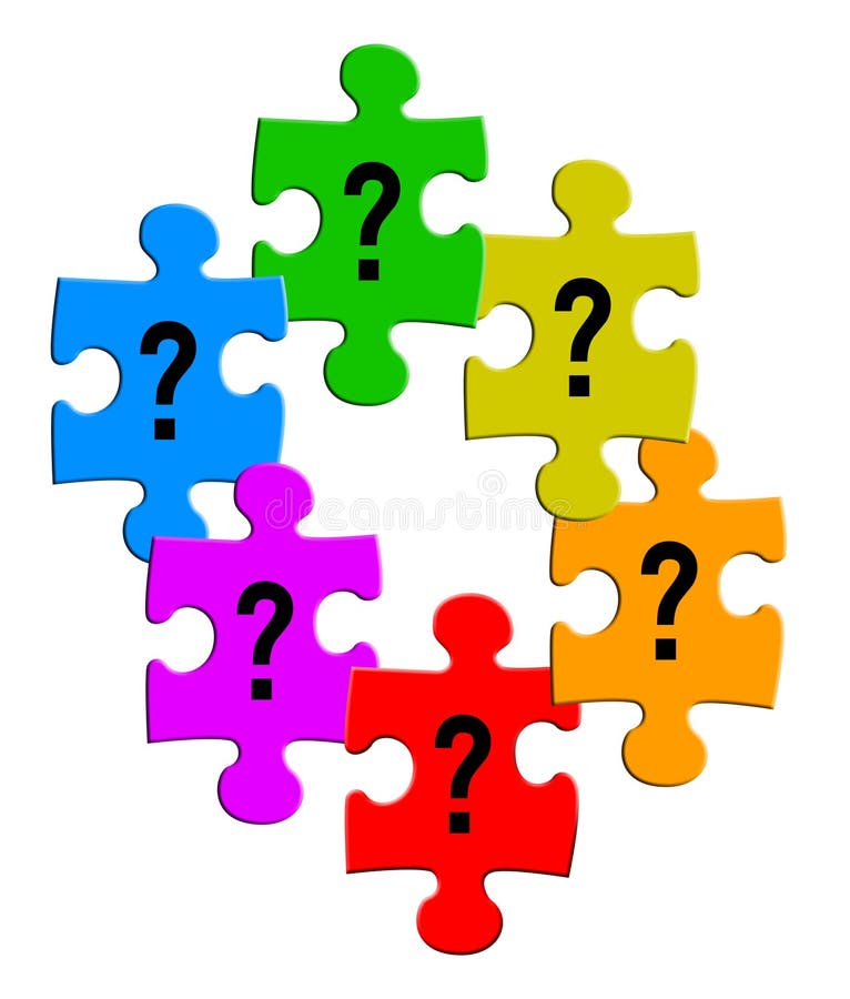 Puzzle pieces filled with question mark isolated on white. Puzzle pieces filled with question mark isolated on white.